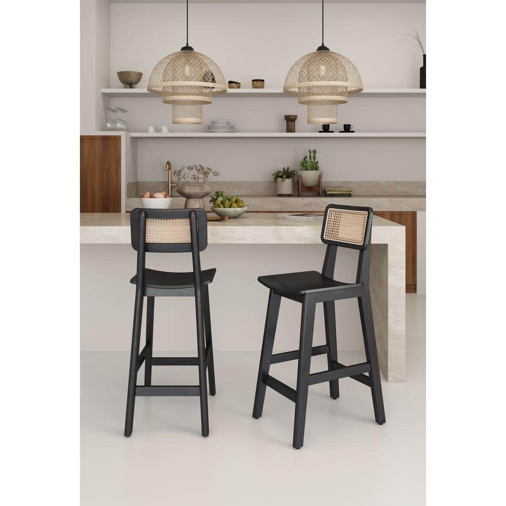 Ash Wood Black and Natural Cane Dining Chair