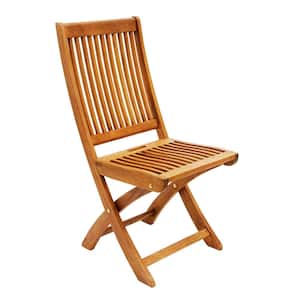 37 in. H Natural Oil Finish Wooden Indoor/Outdoor Folding Chair, Home Patio Garden Seating