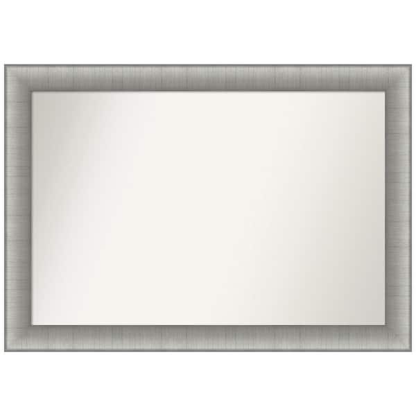 Amanti Art Elegant Brushed Pewter 40.75 in. W x 28.75 in. H Rectangle Non-Beveled Framed Wall Mirror in Silver