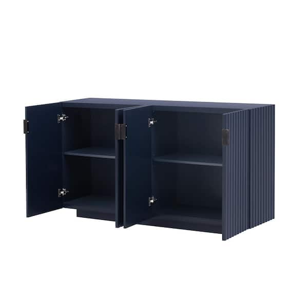 COWLOWN 59.8 in. W x 15.7 in. D x 33.4 in. H Bathroom Navy Blue Linen Cabinet