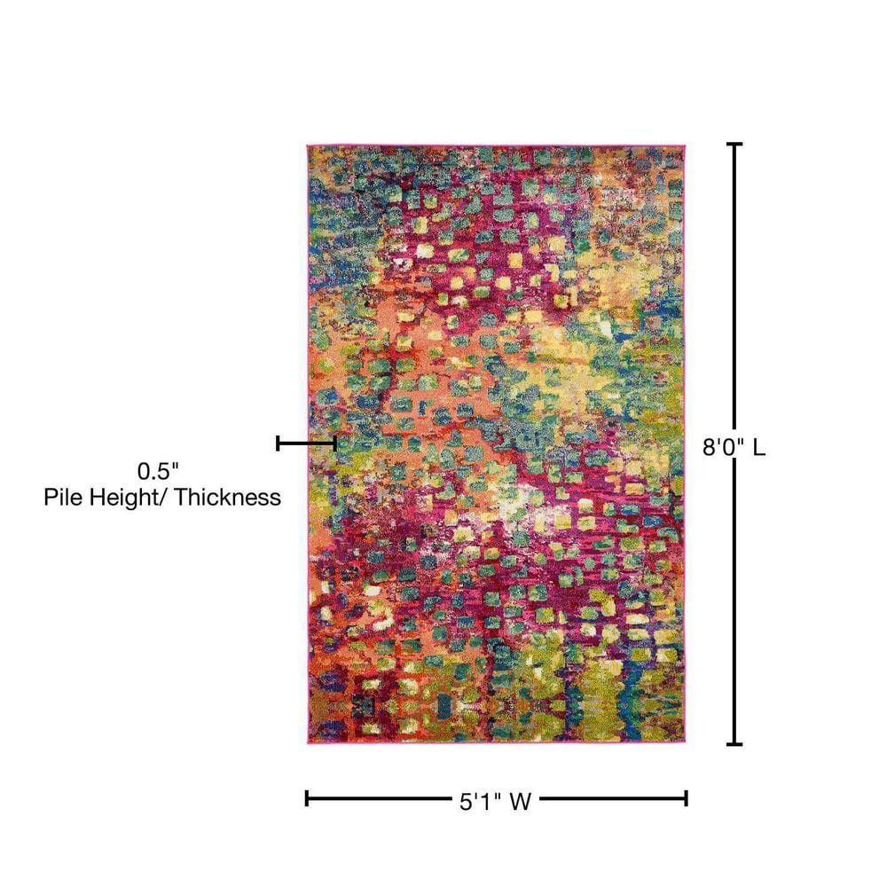 Abstract Artistry Color Splash 5' x 8' Rectangular Indoor Rug