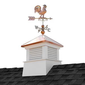 Manchester 26 in. x 26 in. x 59 in. H Square Vinyl Cupola with Rooster Weathervane