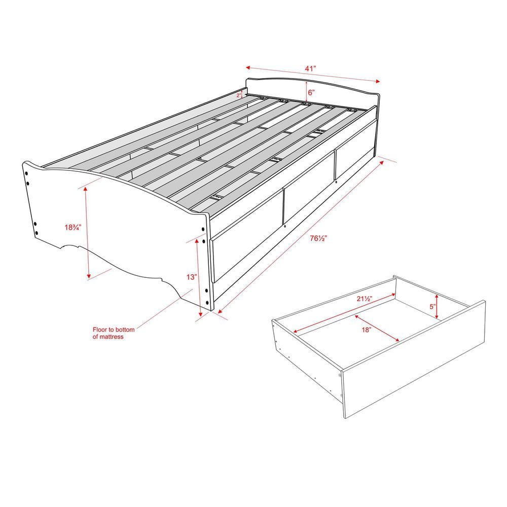 Black Twin Upholstered Captain's Bed with Storage Drawers
