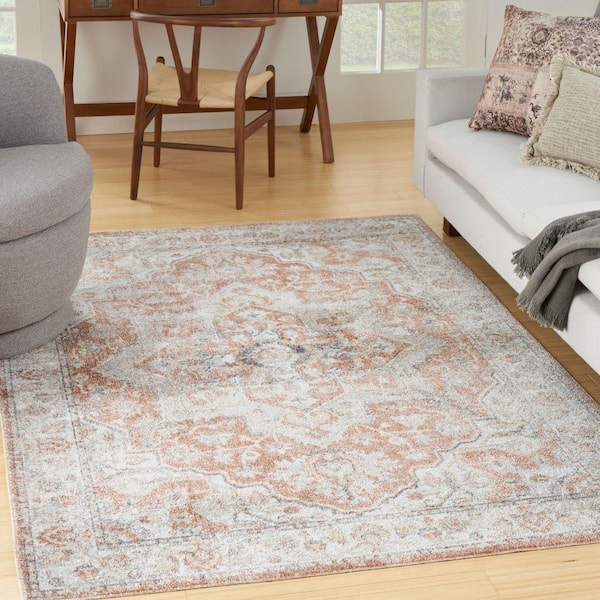 Astra Machine Washable Gold Multicolor 4 ft. x 6 ft. Distressed Traditional Area Rug