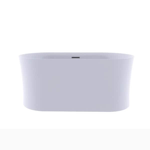 59 in. x 31.5 in. Acrylic Freestanding Flatbottom Soaking Bathtub in White