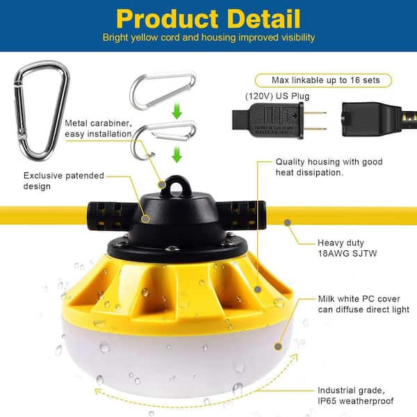 AVATAR CONTROLS 50 ft. 50-Watt Plug-in IP65 Waterproof Temporary Work Light  with Integrated LED Lights Included ABSL31 The Home Depot