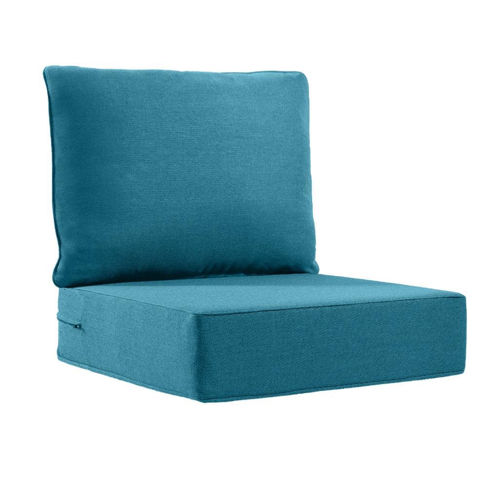 Carolina 24 in. x 24 in. x 6 in. Olefin 2-Piece Deep Seating Outdoor Lounge Chair Sofa Cushion in Peacock Blue price history on PriceWatchPro
