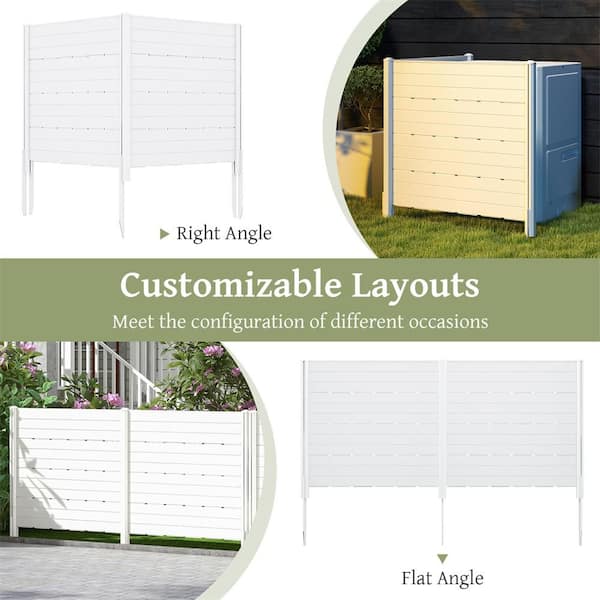 HONEY JOY 4.08 ft. x 4.04 ft. White PVC Outdoor Privacy Fence Panel