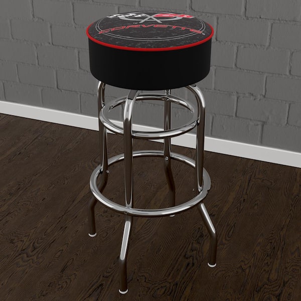 Unbranded Corvette C5 Black 31 in. Red Backless Metal Bar Stool with Vinyl Seat