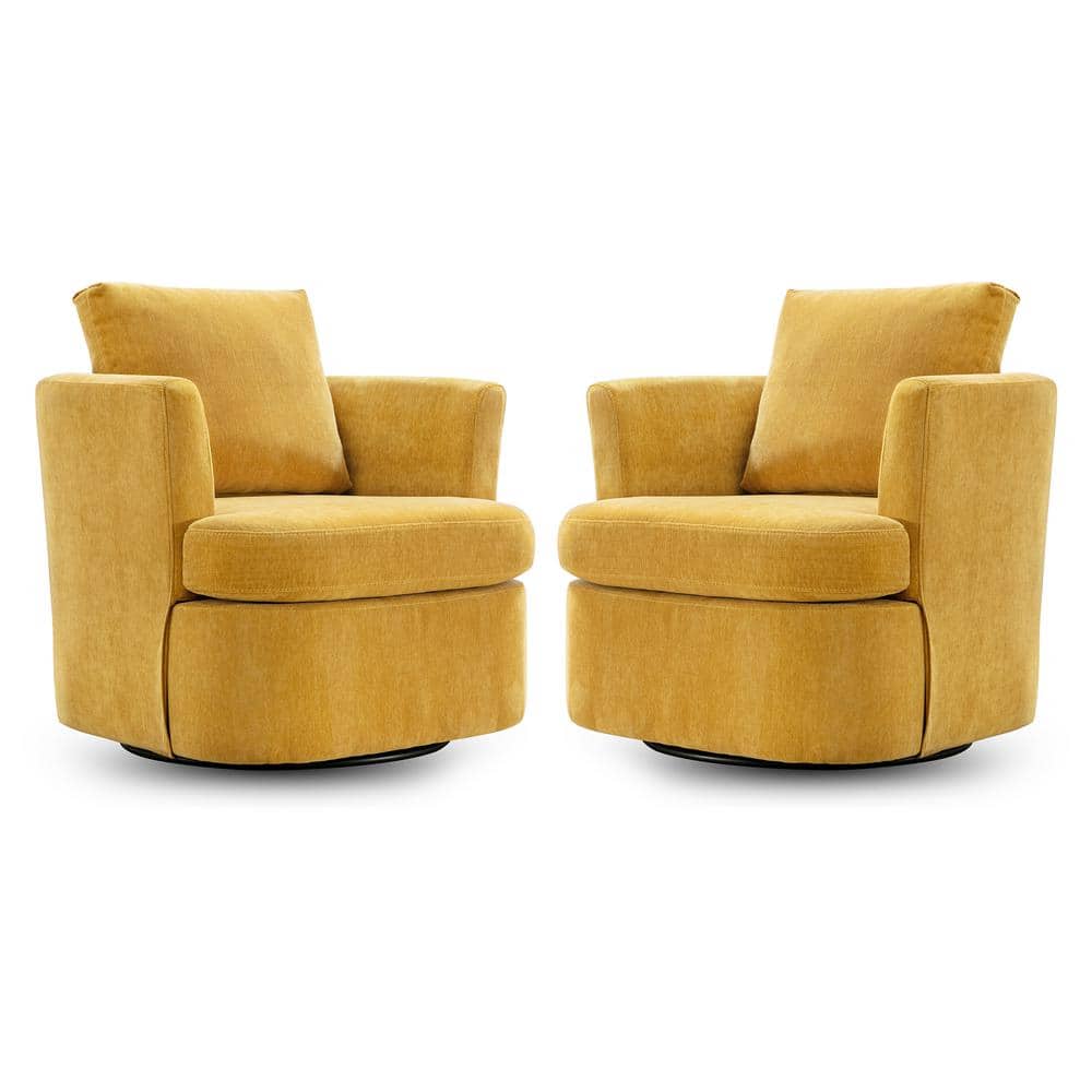 LUE BONA Carino 360° Mustard Modern Swivel Barrel Chair