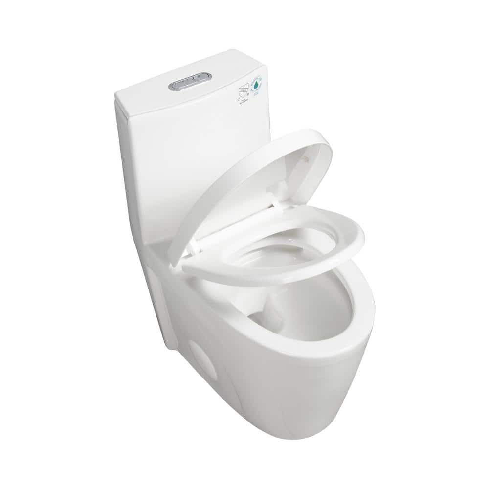 15 5/8 in. One-Piece 1.1/1.6 GPF Dual Flush Elongated Toilet in Gloss White