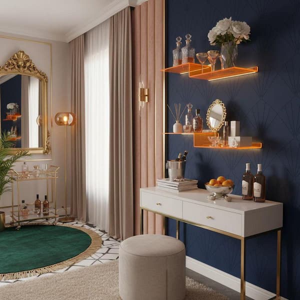 12 in. W x 5 in. D Orange Acrylic Z-Shaped Floating Shelves
