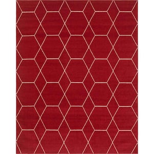 Trellis Frieze Red/Ivory 8 ft. x 10 ft. Geometric Area Rug
