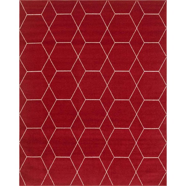 StyleWell Trellis Frieze Red/Ivory 8 ft. x 10 ft. Geometric Area Rug
