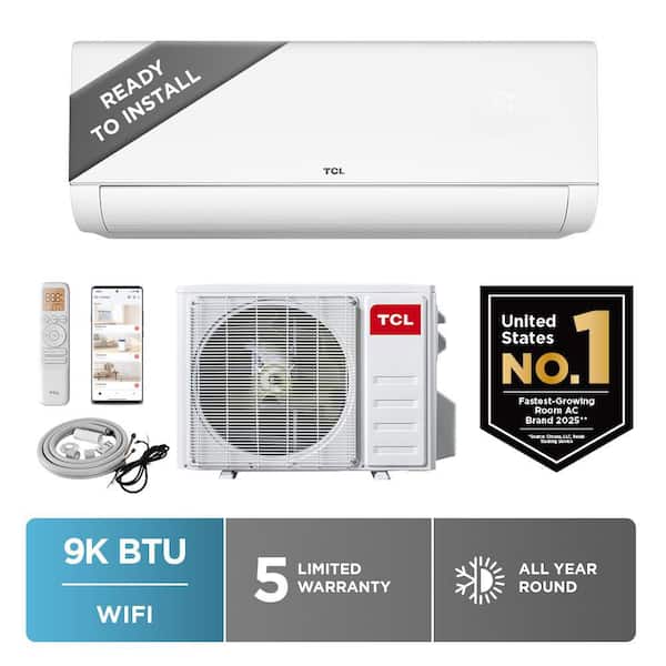Ready to Install 9,000 BTU 23 SEER2 Wi-Fi Ductless Mini Split Year Round AC and Heat Pump w/16 ft. Lines 110/120V System