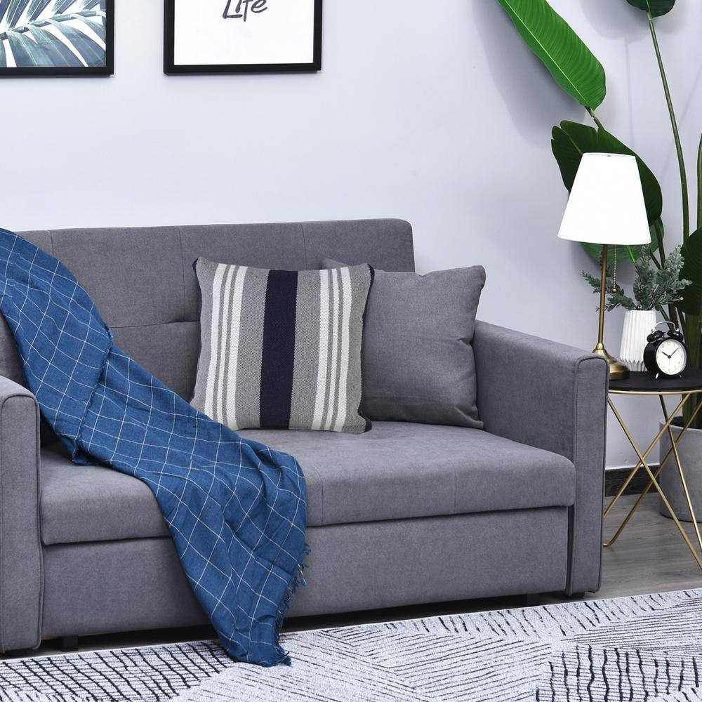 Navy Gray White Cotton Striped Square Throw Pillow