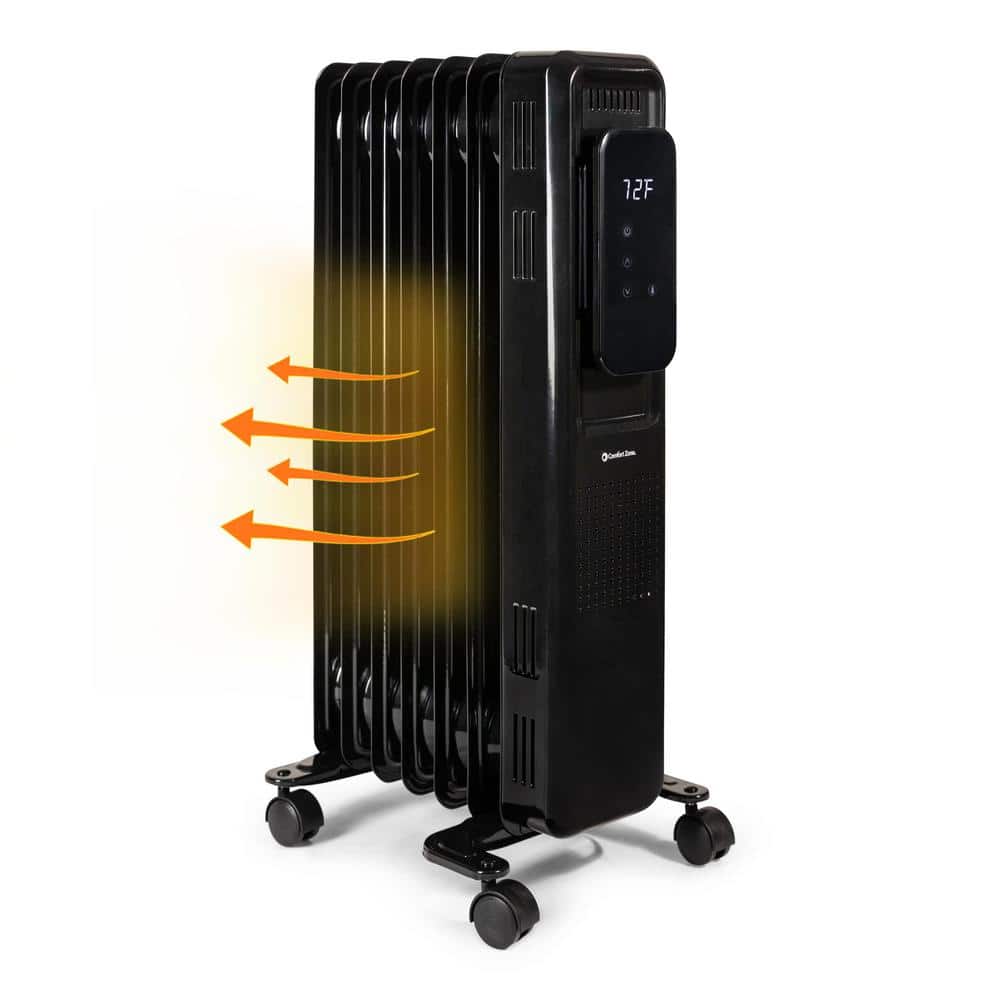 Comfort Zone 1500-Watt Electric Oil-Filled Space Heater with Digital Display, Black -  120990