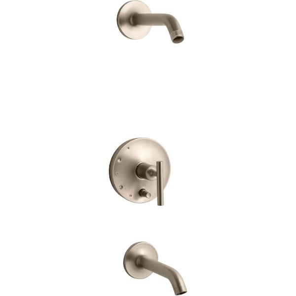 KOHLER Purist Lever 1-Handle Wall-Mount Trim Kit with Push Button Diverter in Vibrant Brushed Bronze (Valve Not Included)