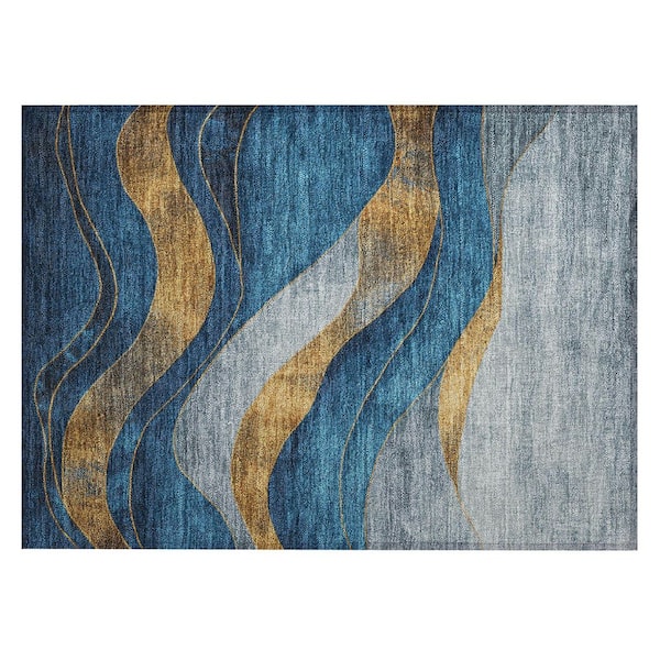 Chantille Machine Washable Indoor/Outdoor Abstract ACN1892 Blue 2 ft. x 3 ft. Accent Rug