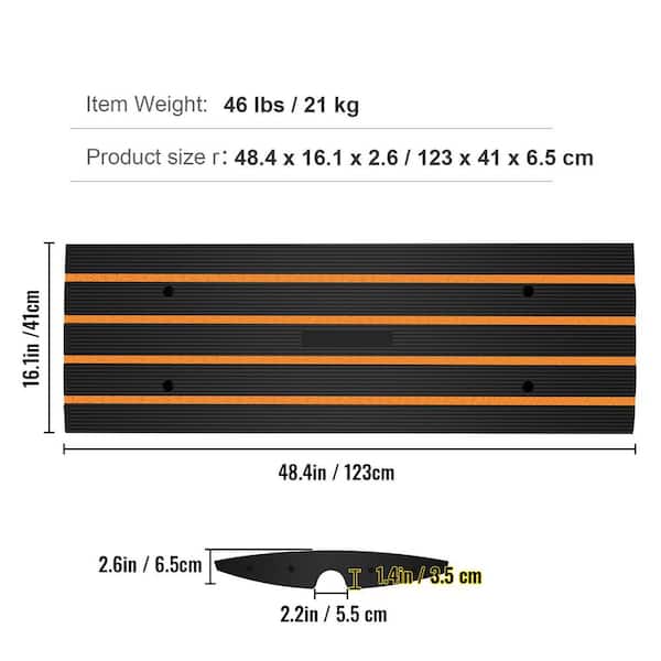 SKYSHALO Curb Ramp 2.6 in. Rise Rubber Driveway Ramps Heavy