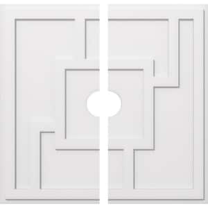 1 in. P X 13-1/4 in. C X 38 in. OD X 5 in. ID Knox Architectural Grade PVC Contemporary Ceiling Medallion, Two Piece