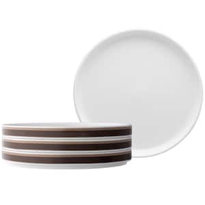 ColorStax Stripe Brown 7.5 in. (Brown) Porcelain Salad Plates, (Set of 4)