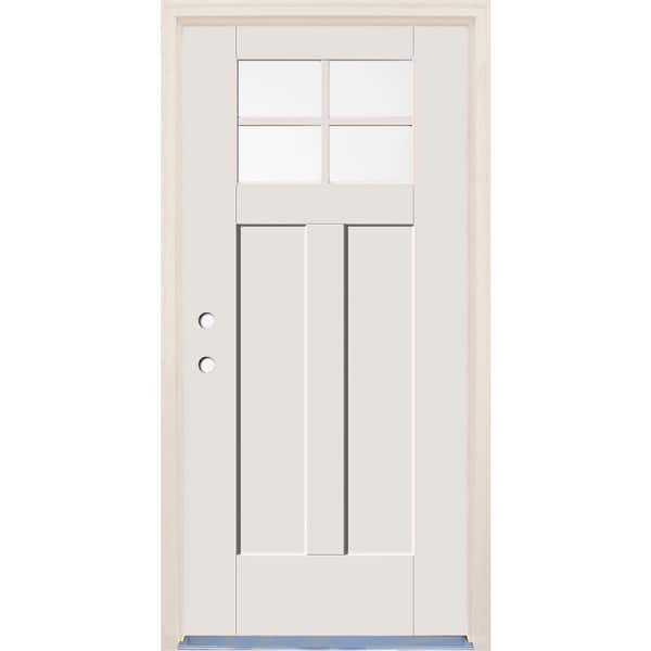 Builders Choice 36 in. x 80 in. Right-Hand Clear Glass Unfinished Fiberglass Prehung Front Door with 4-9/16 in. Frame and Nickel Hinges