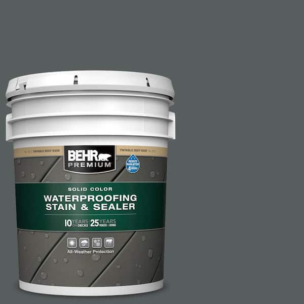 BEHR PREMIUM 5 gal. #N500-6 Graphic Charcoal Solid Color Waterproofing Exterior Wood Stain and Sealer
