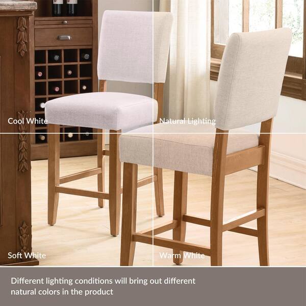 Leick Home Upholstered Back Counter Height Bar Stool Black Grey 2 count