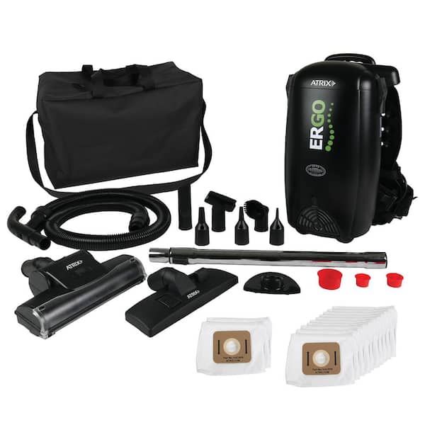 Atrix Commercial 8Qt Ergo Backpack Vacuum & Blower Multisurface Accessory Bundle