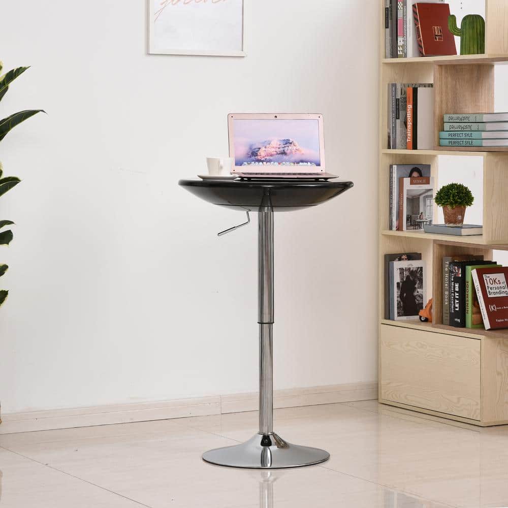Elegant Round Wood 67cm Adjustable Dining Table in Black