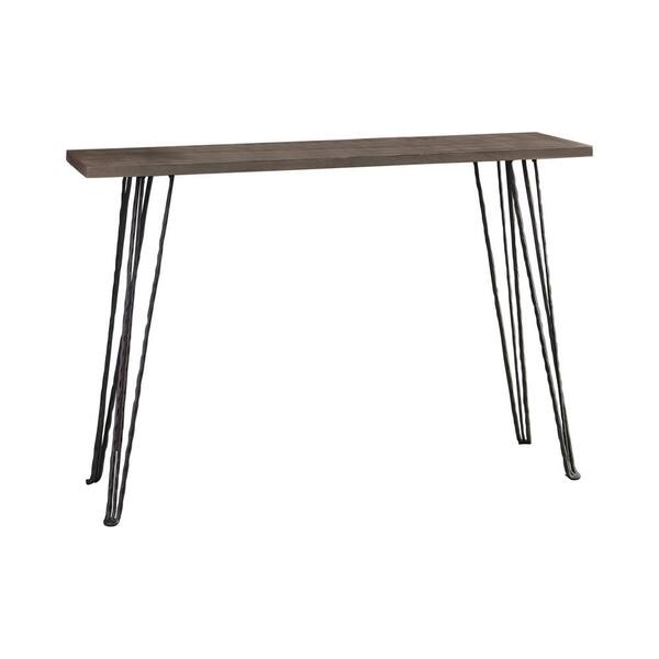 Coaster 47 in. Brown and Black Rectangle Concrete Console Table with Hairpin Legs