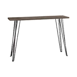 47 in. Brown and Black Rectangle Concrete Console Table with Hairpin Legs