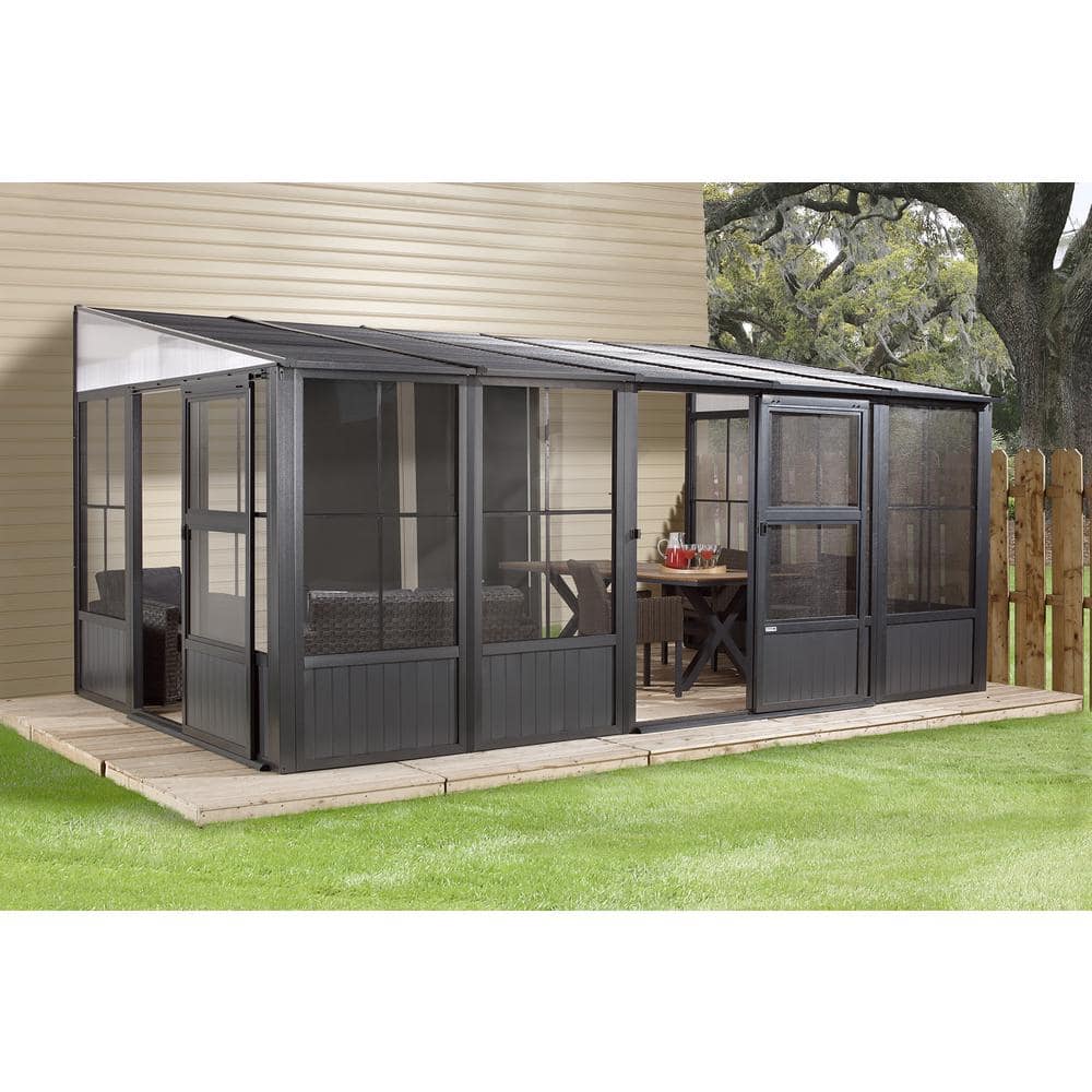 Charleston 10' x 16' Gray Aluminum and Steel Patio Gazebo