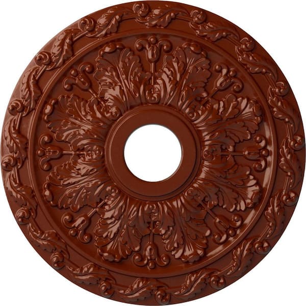 Ekena Millwork 1-1/4 in. x 19-7/8 in. x 19-7/8 in. Polyurethane Spring Leaf Ceiling Medallion, Firebrick
