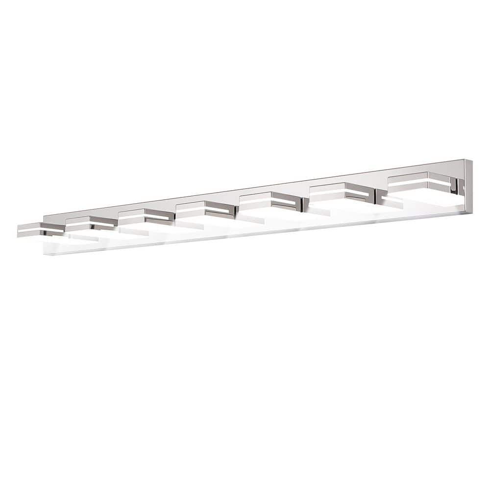 55. 1in. Modern Minimalist Chrome 7-Light Vanity LED Light with Acrylic Lampshade for Indoor Room price history on PriceWatchPro