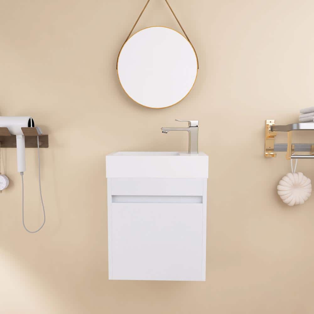 18 in Wall-Mounted Bathroom Vanity with Resin Sink and Open Shelf price history on PriceWatchPro