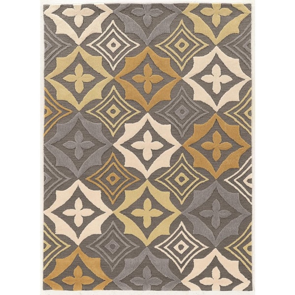 Linon Home Decor Legion Emmie Grey/Gold 8 ft. x 10 ft. Area Rug