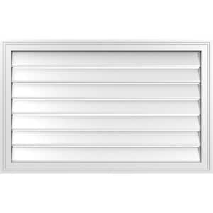 38 in. x 24 in. Vertical Surface Mount PVC Gable Vent: Functional with Brickmould Frame