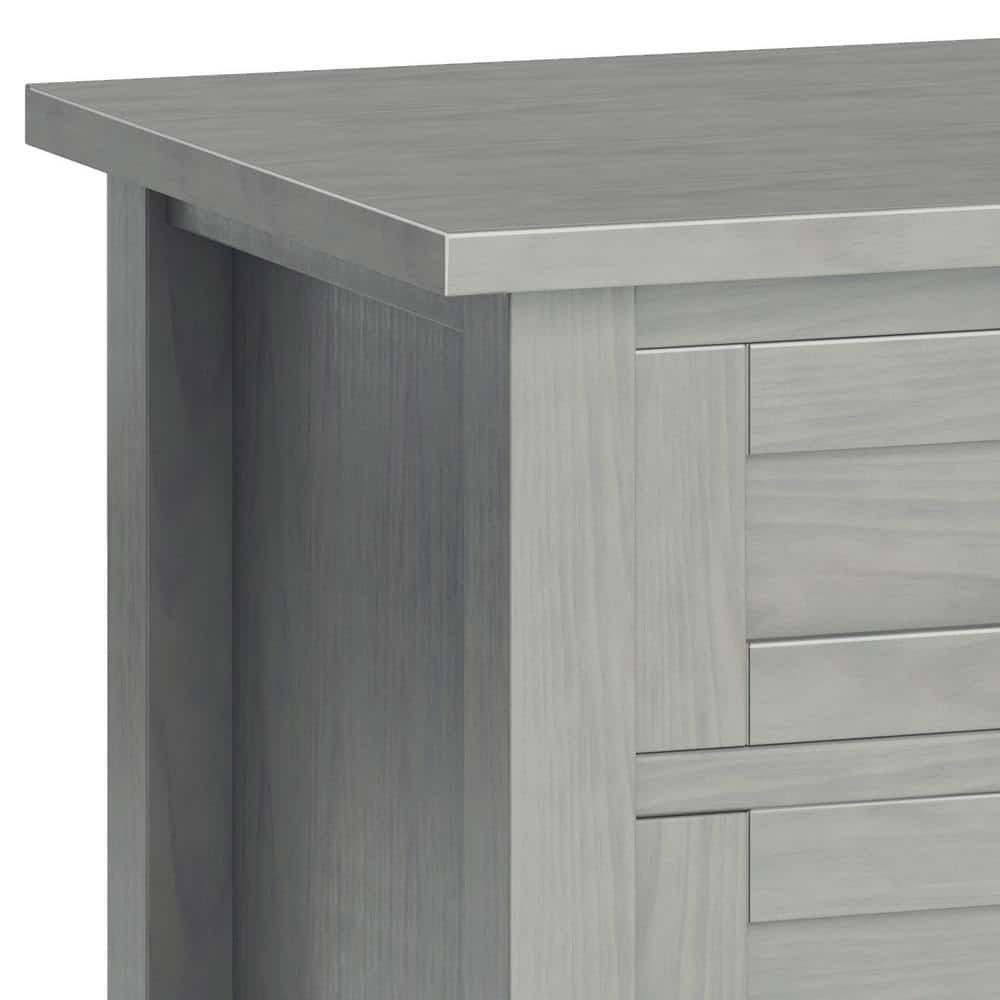 Fog Grey Solid Wood 2-Drawer Nightstand with Open Shelf