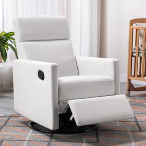 Beige Linen Upholstered Arm Chair/Rocker Nursery Chair Set of 1, Modern Swivel Chair, 3 Positions