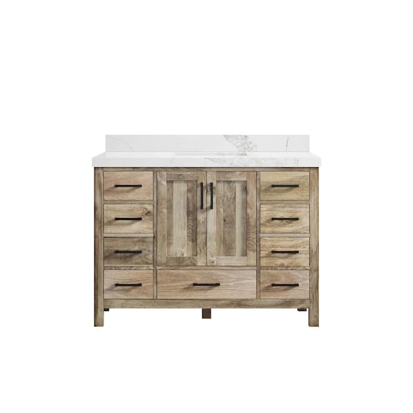 Willow Collections Malibu Mango 48 in. W x 22 in. D x 36 in. H Bath Vanity in Natural with 2 in. Calacatta Nuvo Top