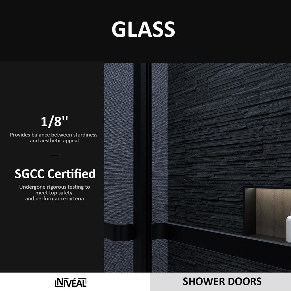 Matte Black Sliding Tub Door with Clear Tempered Glass