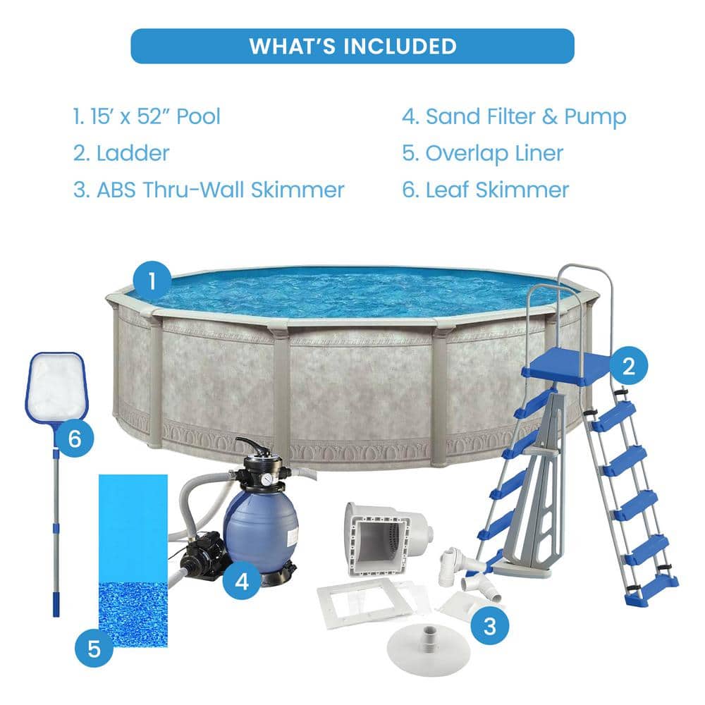 Khaki Venetian 15ft Round Above Ground Pool with Pump and Filter
