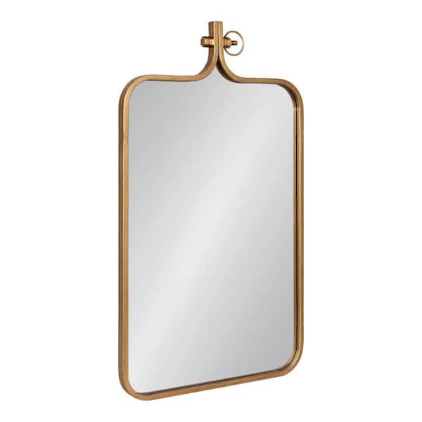 Kate and Laurel Yitro 20.00 in. W x 35.00 in. H Rectangle Metal Gold Framed Industrial Wall Mirror