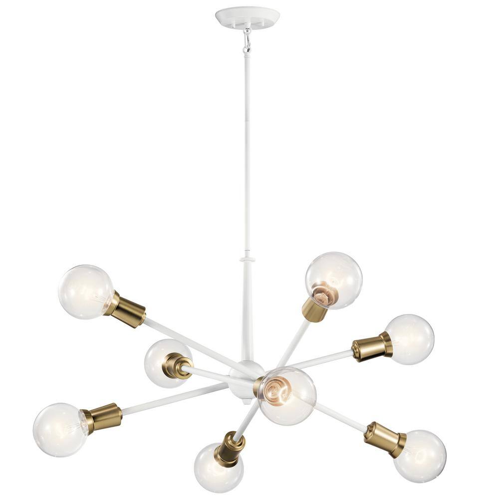 White 30" Sputnik Modern Chandelier with Adjustable Arms
