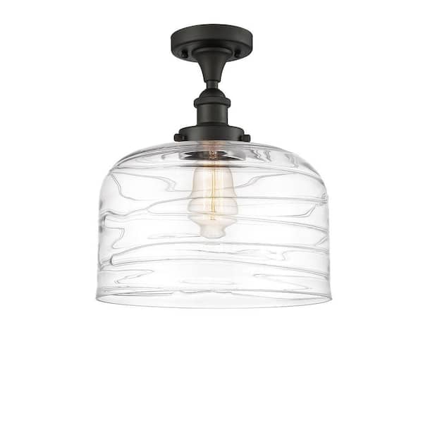 Bell 12 in. 1-Light Oil Rubbed Bronze Industrial Semi-Flush Mount with Clear Glass Shade