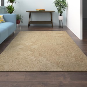 Era Beige 7 ft. 9 in. x 9 ft. 9 in. Contemporary Hand-Tufted Geometric 100% Wool Rectangle Area Rug