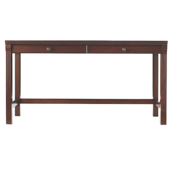Hillsdale Furniture 57 in. Espresso Rectangular 2 -Drawer Writing Desk with Drawers