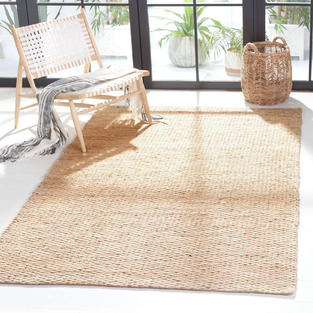 Natural 7' Square Handwoven Jute Area Rug